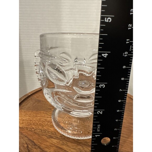 Tiki 2 Face Happy Sad Vintage Indiana Glass Large Cup Goblet Hawaiian - Picture 11 of 13